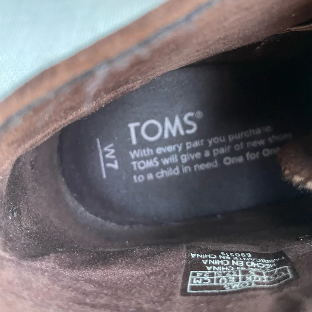 Tom’s Brown Wedge Heel Lace Up booties Size 7
